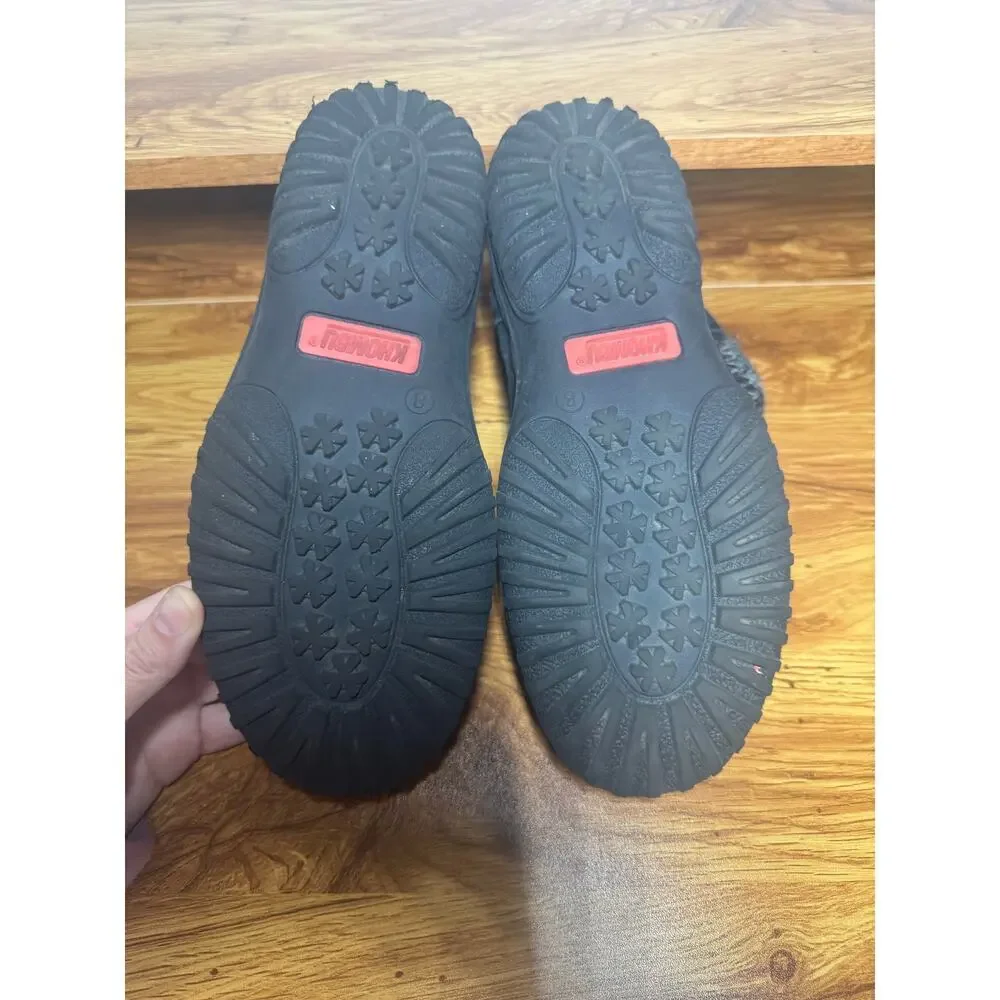 Khombu Boots Women 8M‎ Black Gray Suede Leather Flat Zip Round Toe Winter Travel
